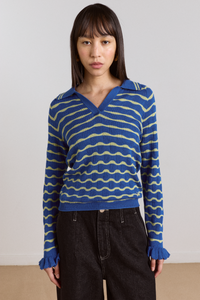 Silvia Polo Knitted Top - Blue Mint