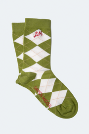 calf length chartreuse argyle socks