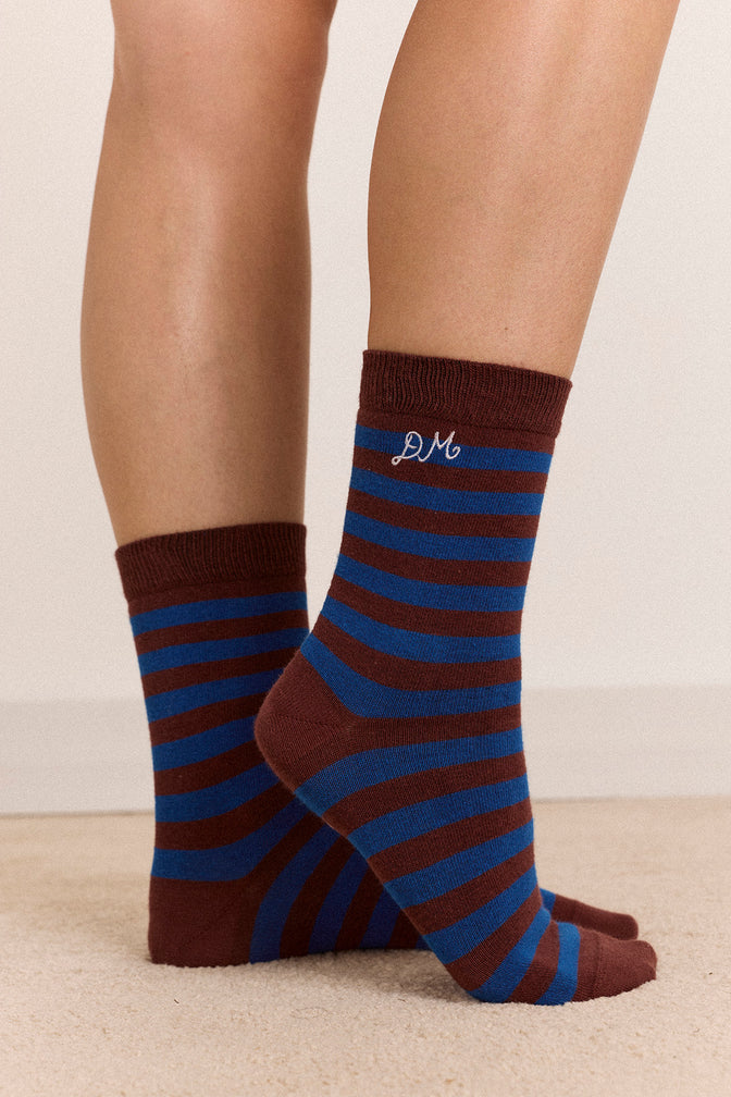 2 Pack Sock - Mix Choc Stripe