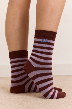2 Pack Sock - Mix Choc Stripe