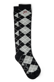 knee length argyle socks- grey and black