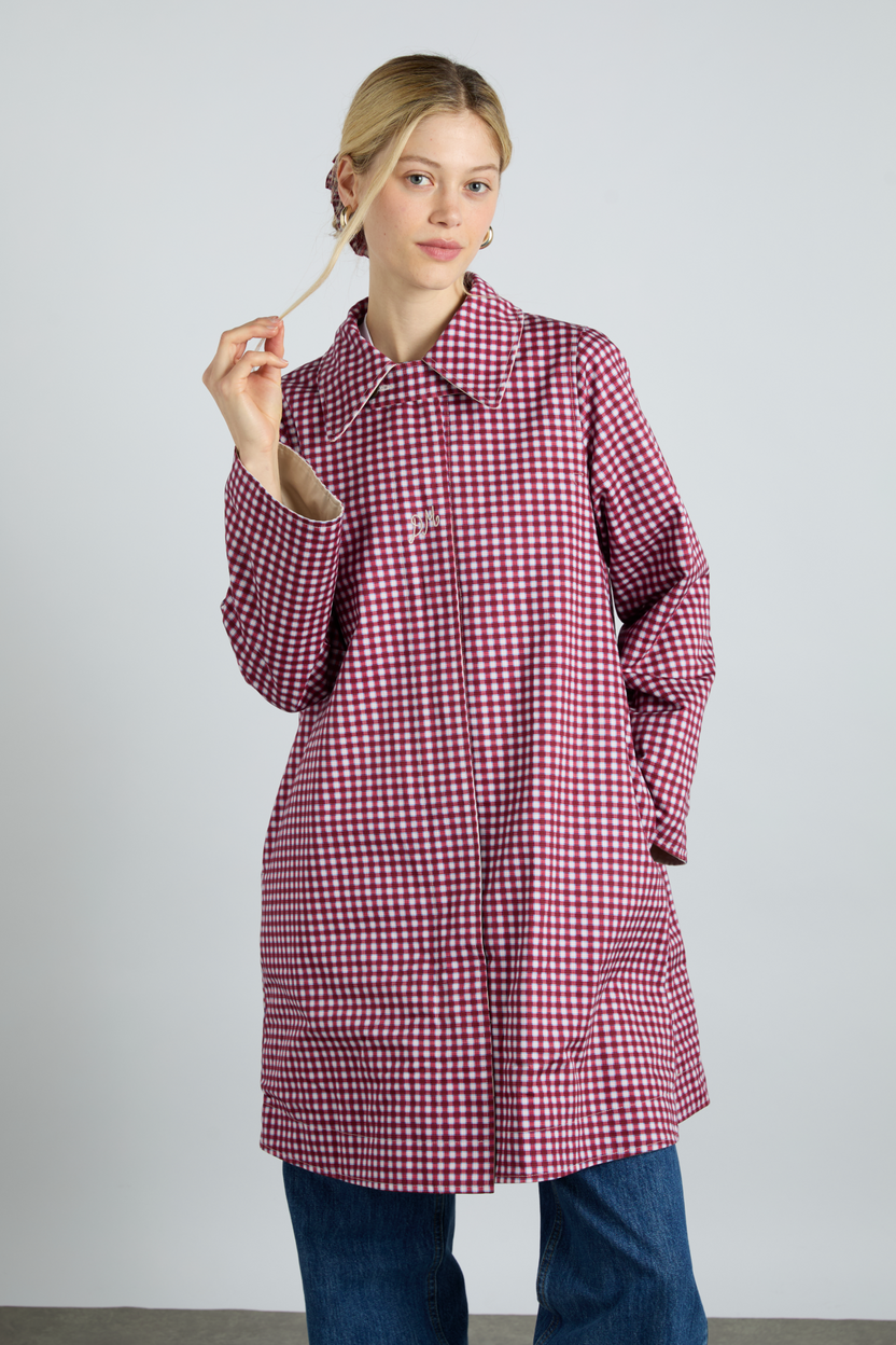 pre-order mercedes bow reversible trench - gingham & ecru – Damson Madder