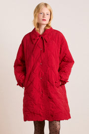 avery embroidered quilted coat - red