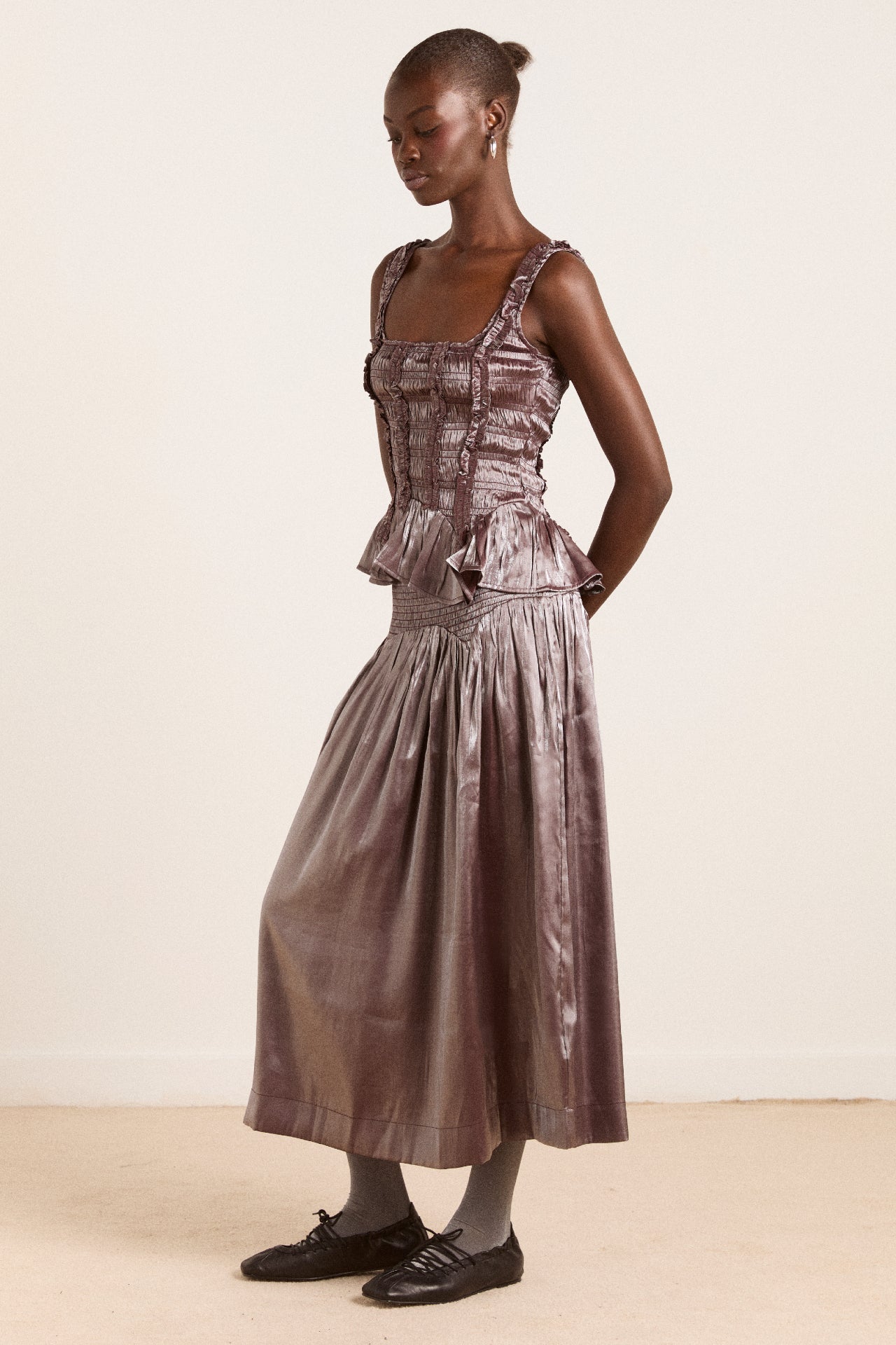 Layla Midi Skirt - Glass Satin – Damson Madder