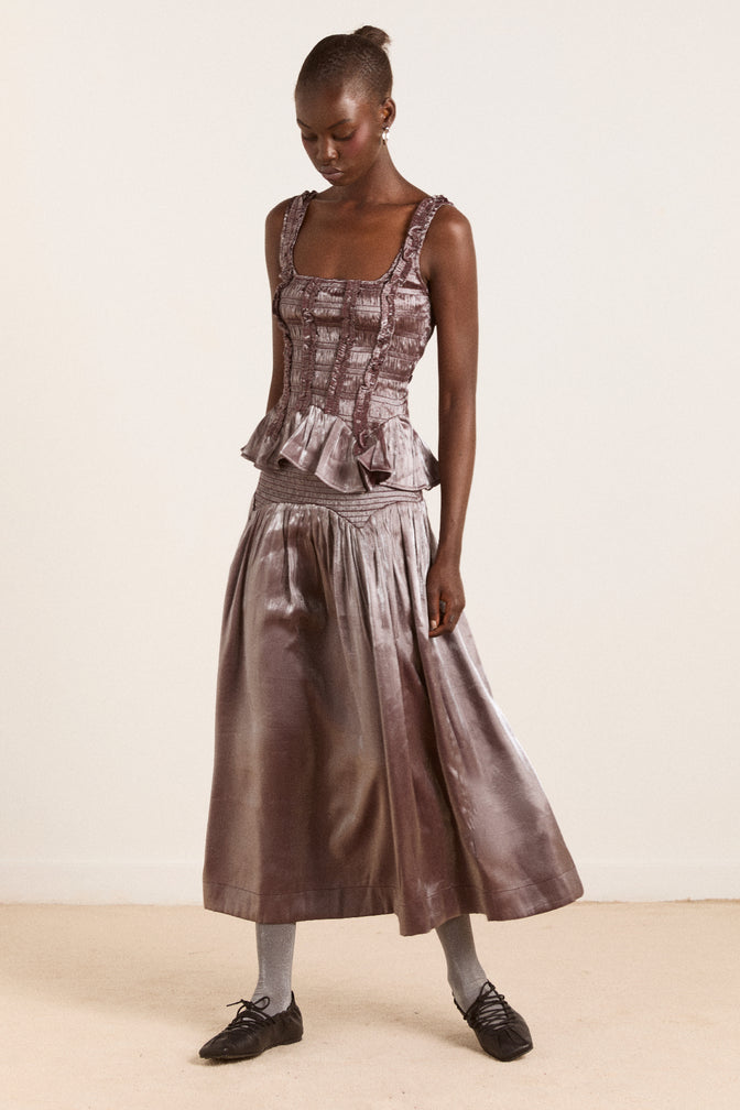 layla midi skirt - glass satin