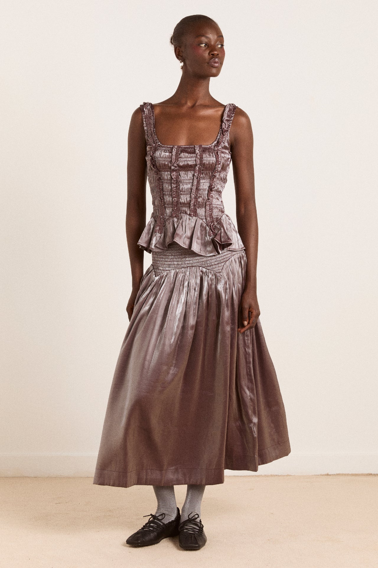Layla Midi Skirt - Glass Satin – Damson Madder