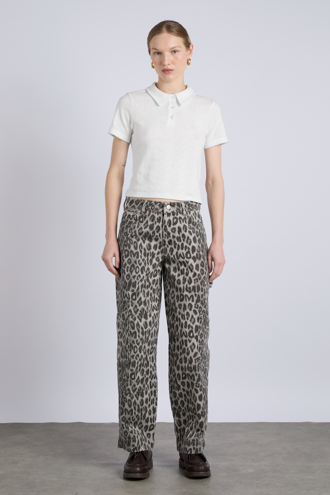 drew cargo jeans - leopard charcoal