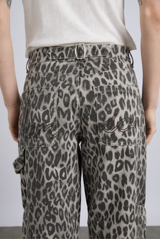 drew cargo jeans - leopard charcoal