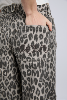 drew cargo jeans - leopard charcoal