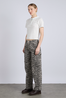 drew cargo jeans - leopard charcoal