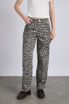 drew cargo jeans - leopard charcoal