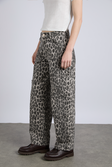 drew cargo jeans - leopard charcoal