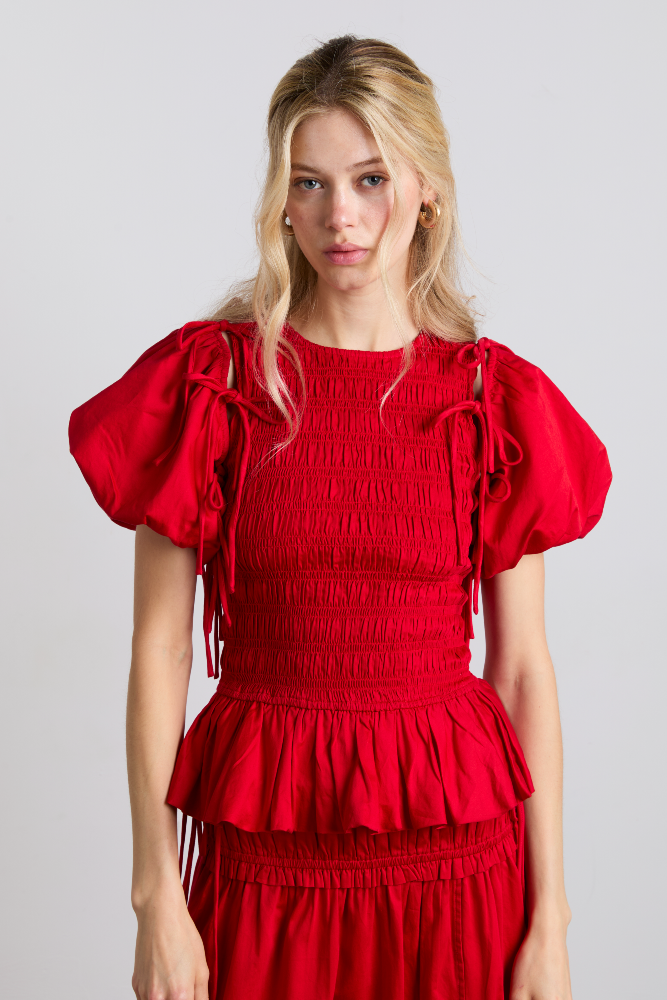 becca multi-way blouse - cherry