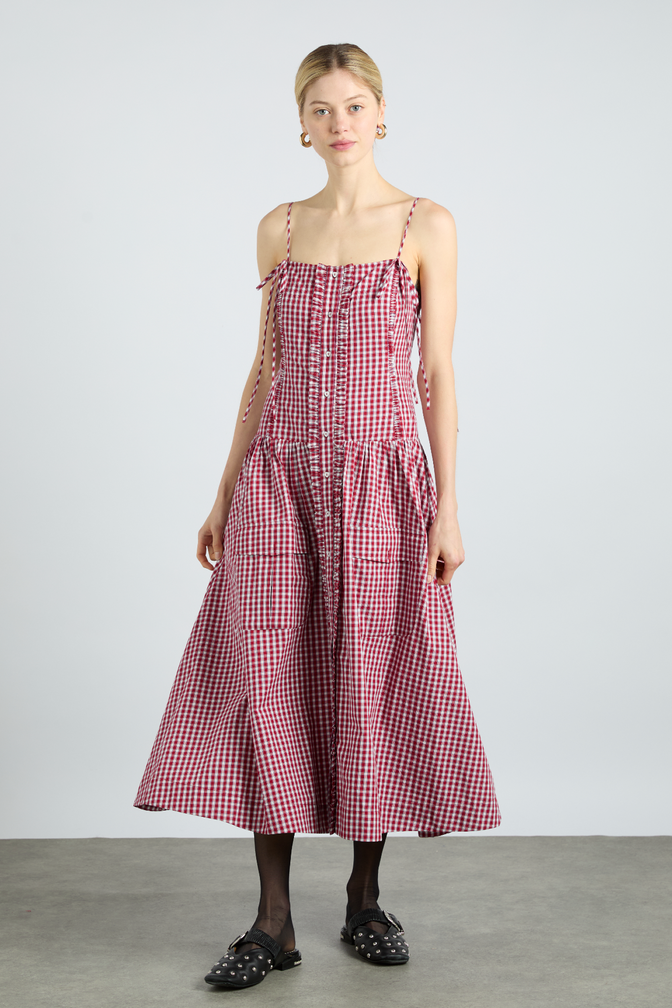 Faith Midi Dress - Cherry Gingham