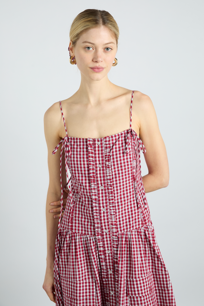 Faith Midi Dress - Cherry Gingham