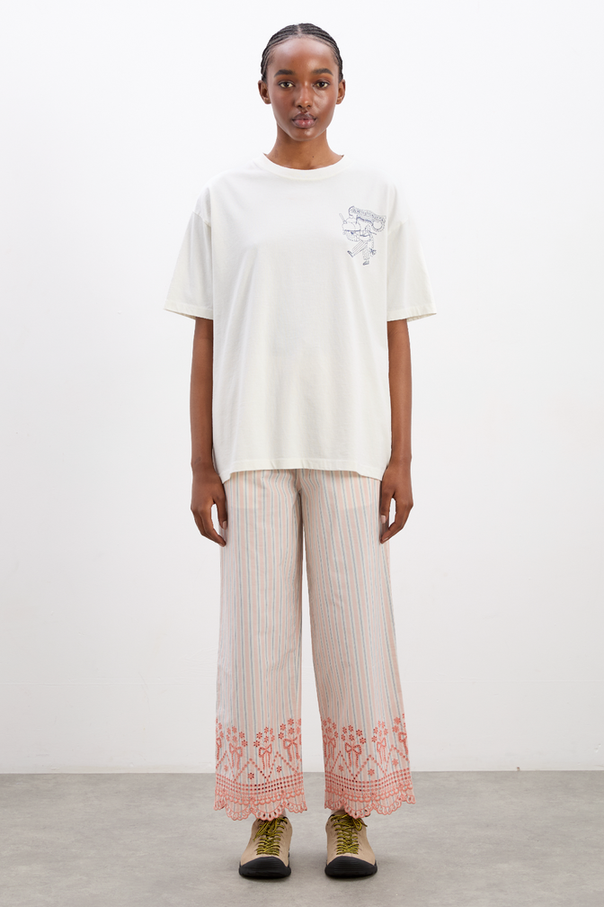 leah trousers - apricot business stripe