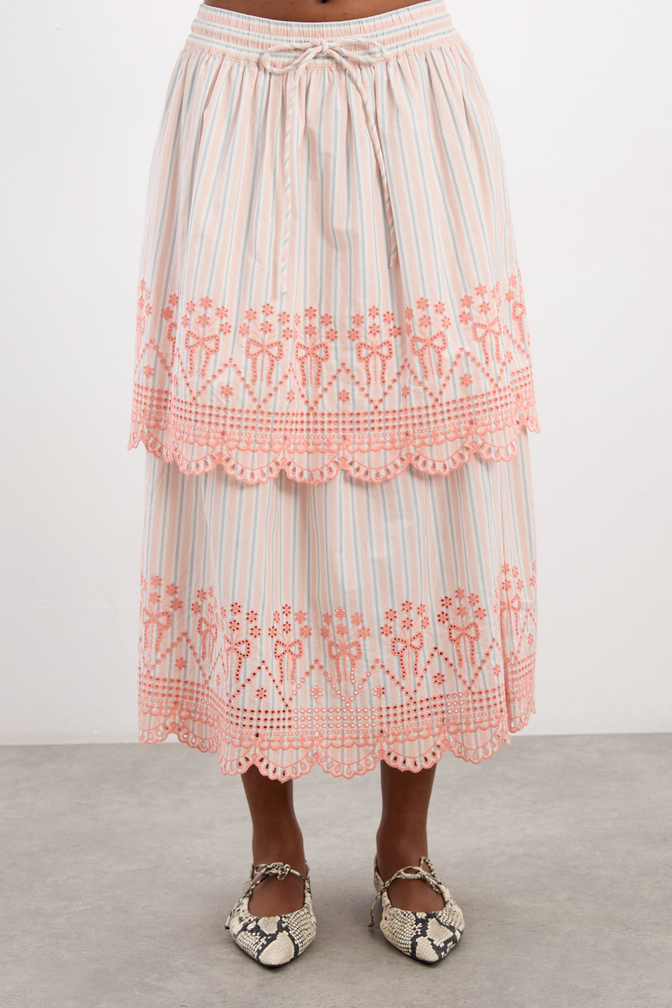 Cosette Skirt - Apricot Business Stripe