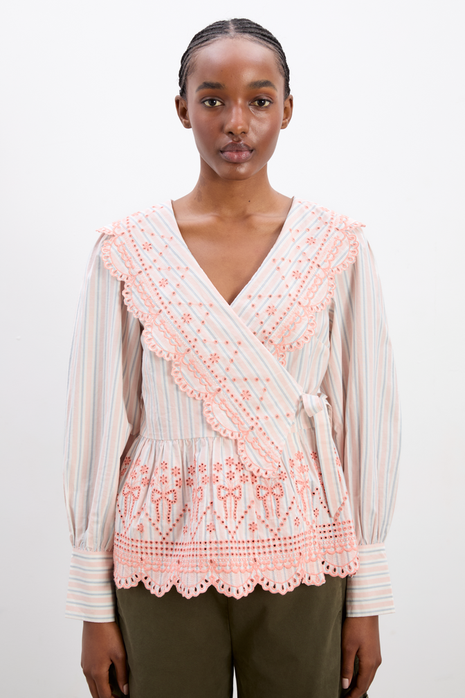 Anais Blouse - Apricot Stripe