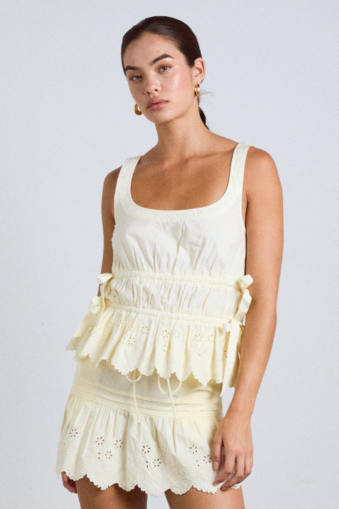 Jade Cami - Yellow Broderie