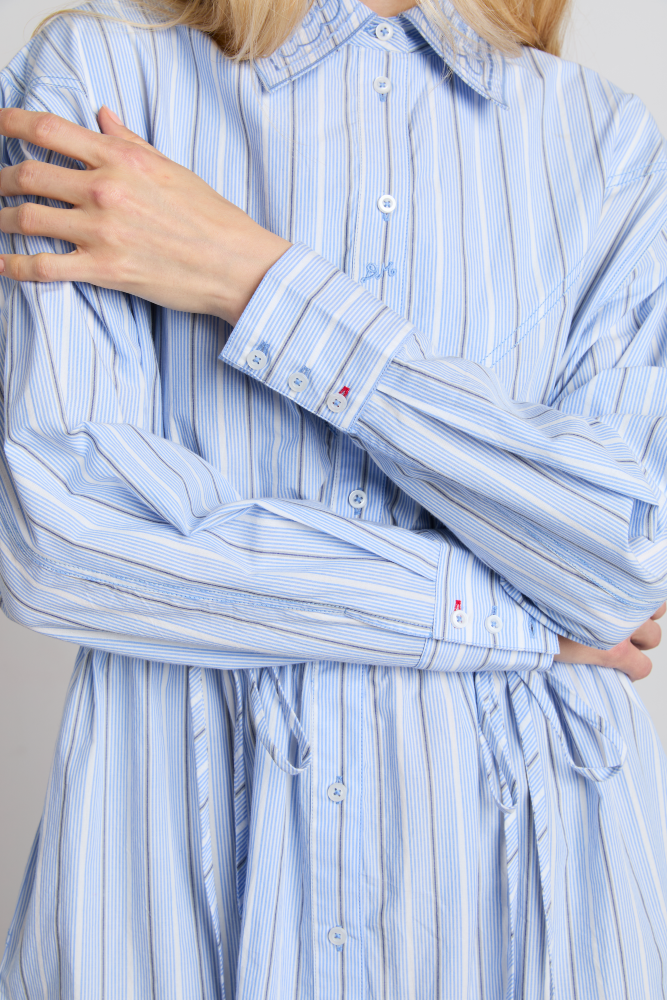 Romy Embroidered Shirt - Narrow Business Stripe