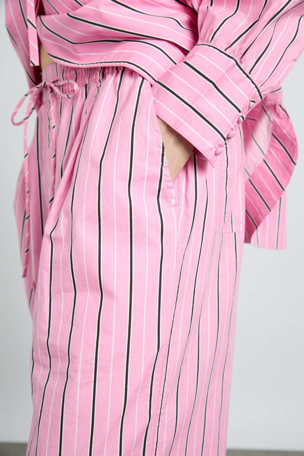 PINK DRAGON ピンクドラゴン　ストレートパンツ　　M Jorja Trousers - Pink Bold Stripe – Damson Madder