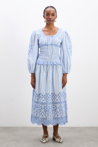 Nola Midi Dress - Blue Stripe – Damson Madder