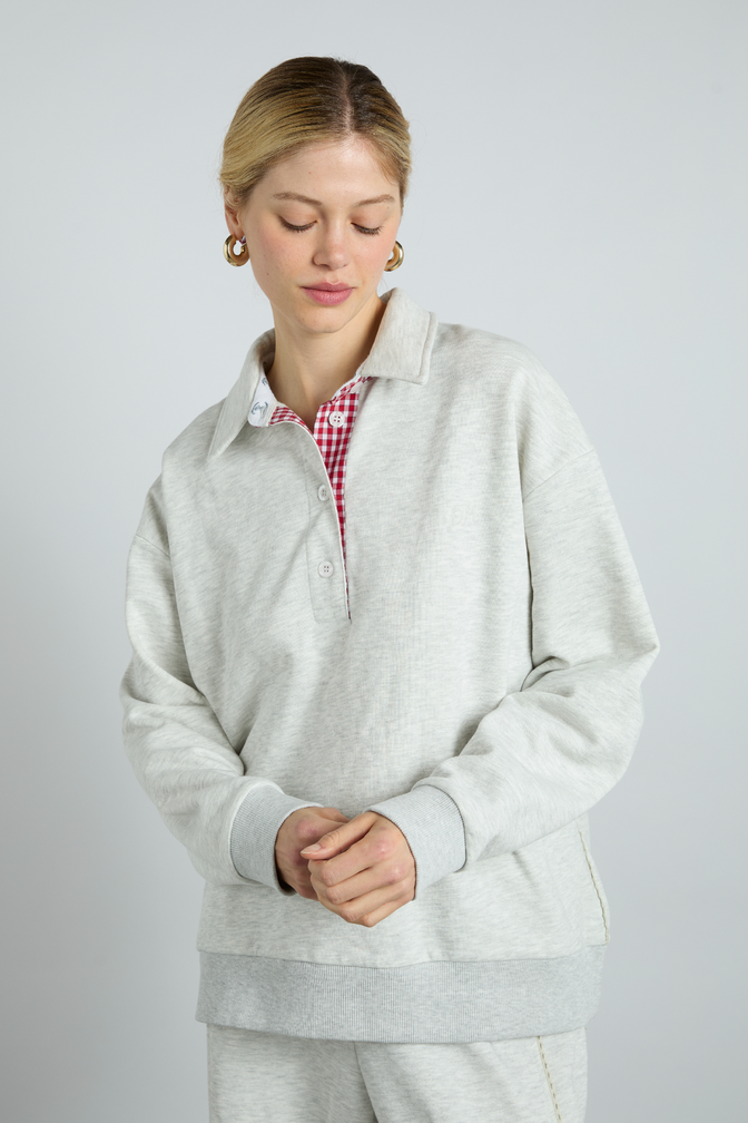 Fifi Rugby Polo - Ice Grey Marl