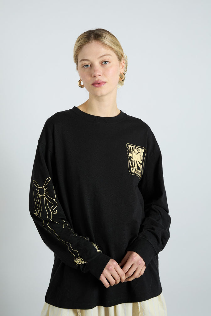 cowboy long sleeve tee- black