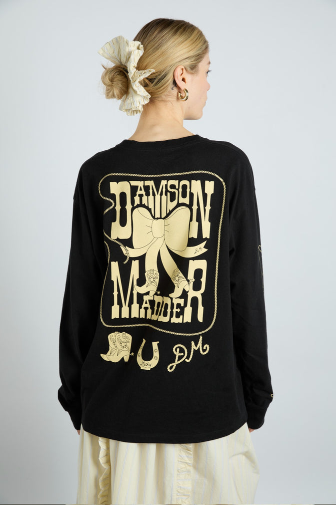 cowboy long sleeve tee- black