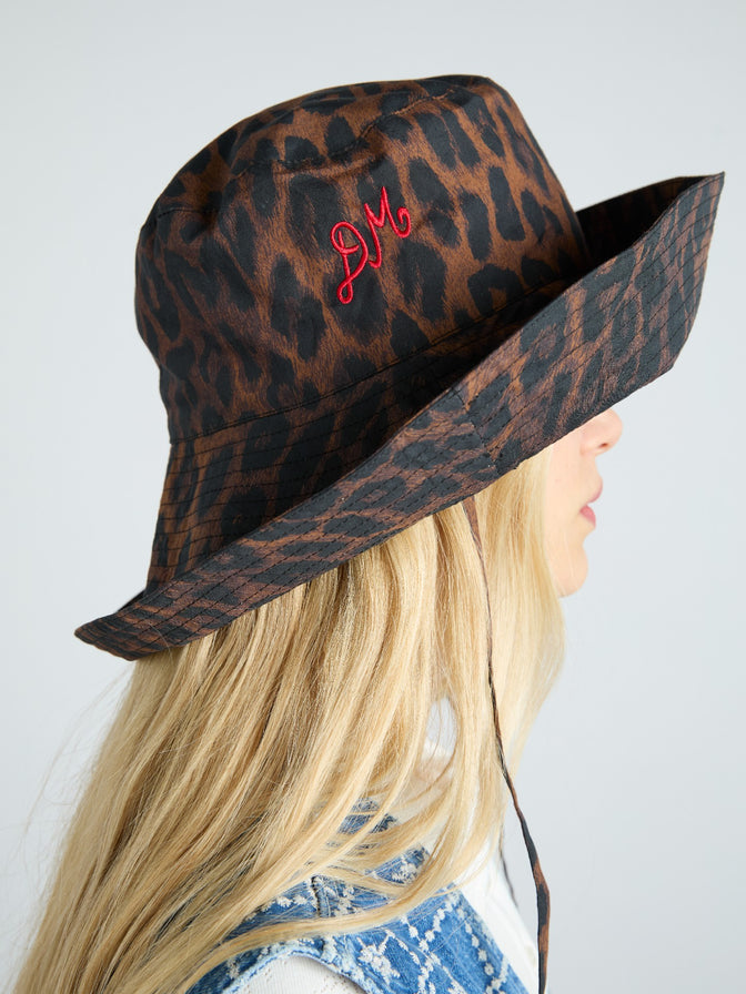 sunhat in dark leopard