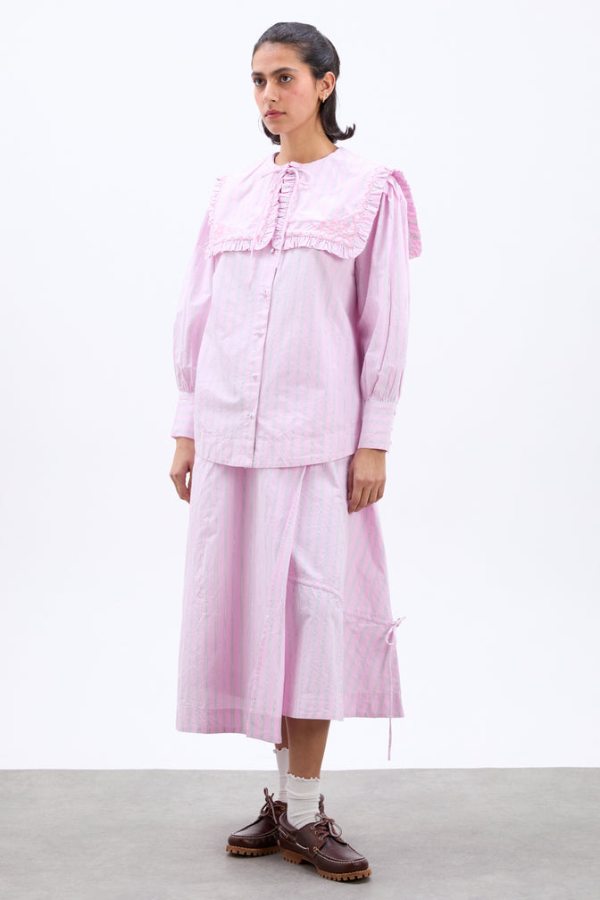 Nordine Square Collar Blouse - Pink Stripe