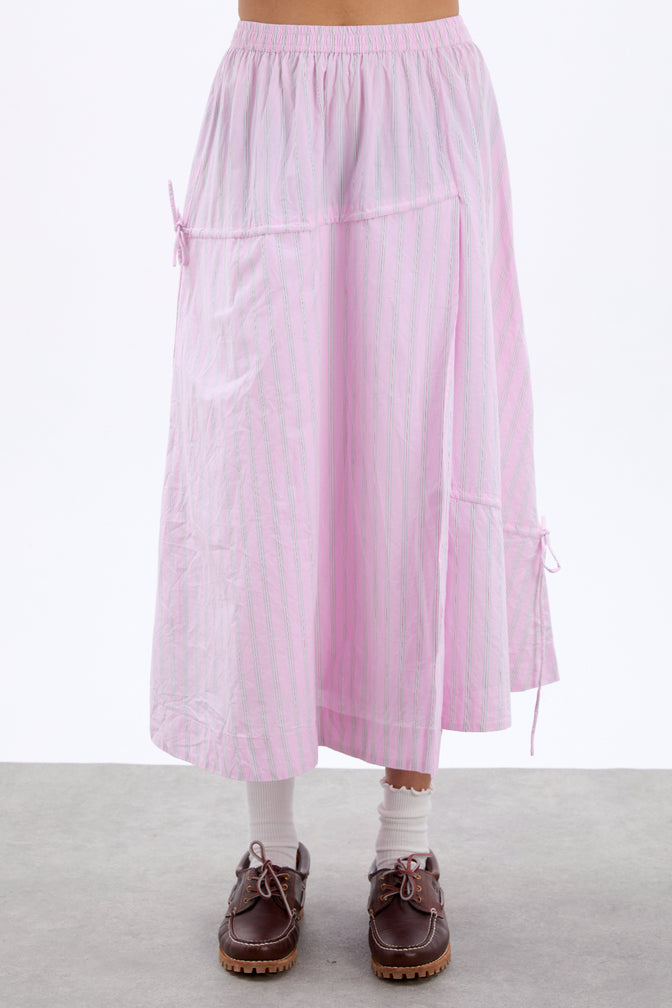 Marine Channel Midi Skirt - Pink Stripe