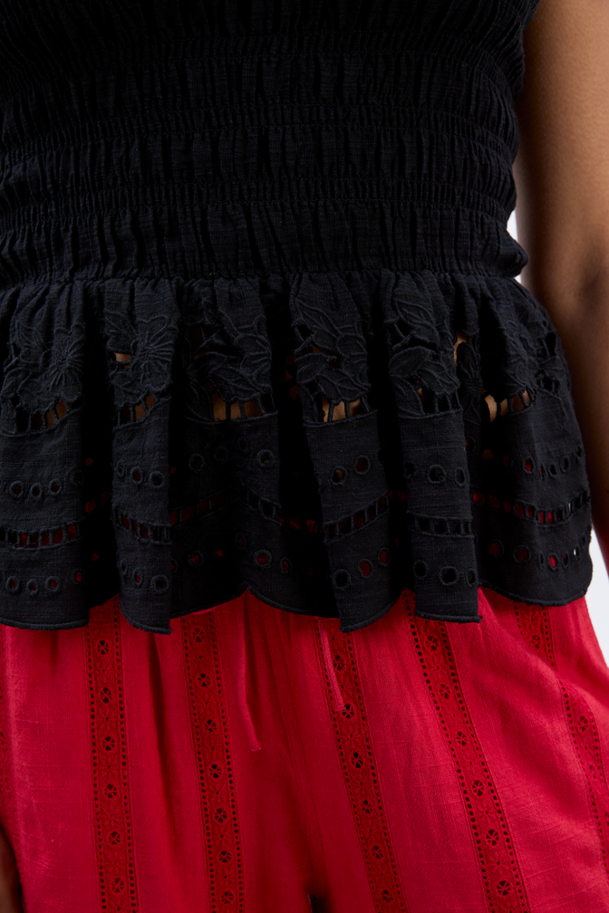 Martina Embroidered Cami - Black