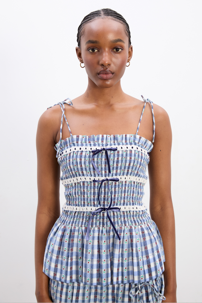 Katya Cami - Blue Margot Gingham