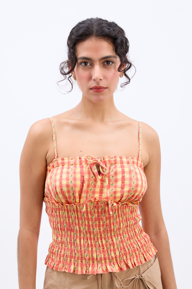 Nola Cami - Orange Gingham
