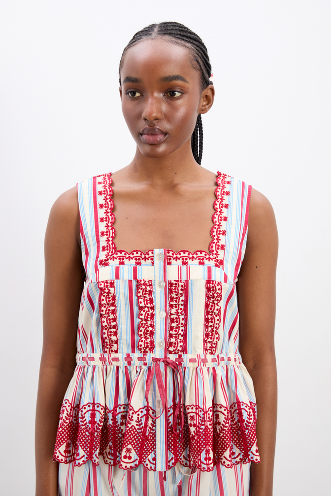 Amaya Blouse - Butter Cherry Stripe