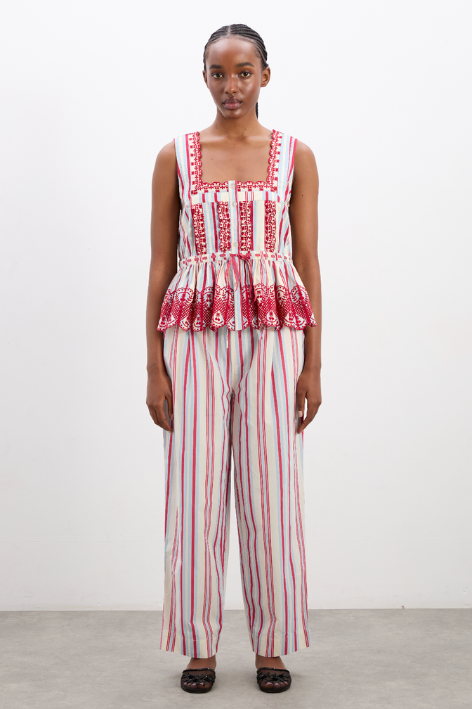 georgia trousers - butter cherry stripe