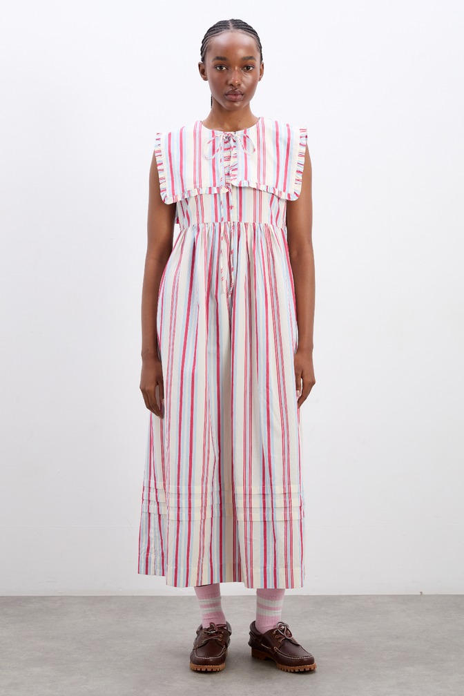 Josephine Midi Dress - Butter Cherry Stripe