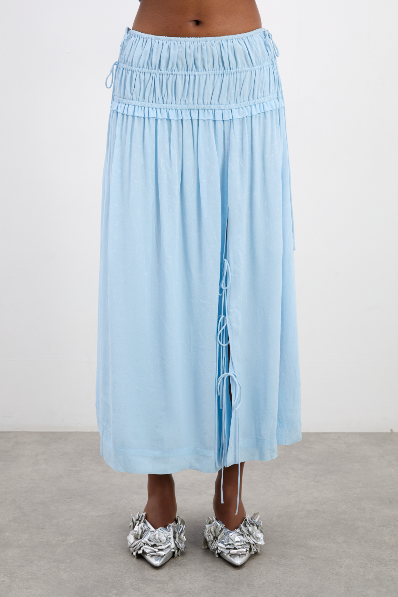 Charlotte Midi Skirt - Blue Monika Jacquard – Damson Madder