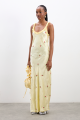 simone slip midi dress - butter yellow