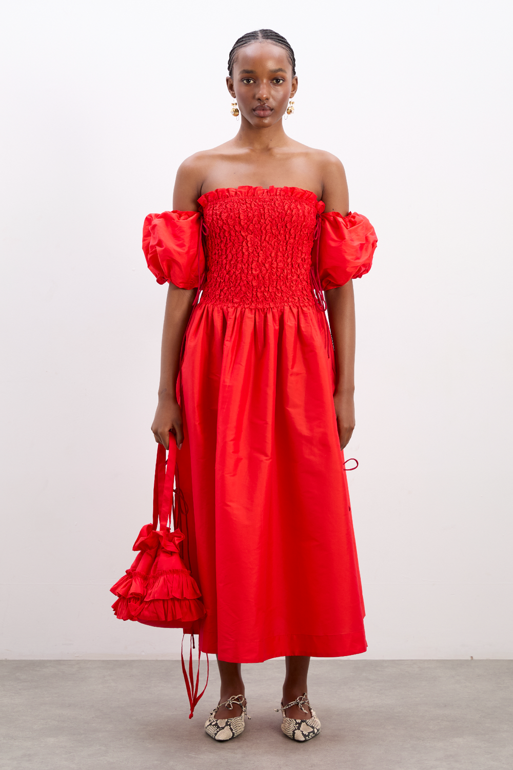 midi red cocktail dress Damson Madder - Sita Multiway Midi Dress - Red