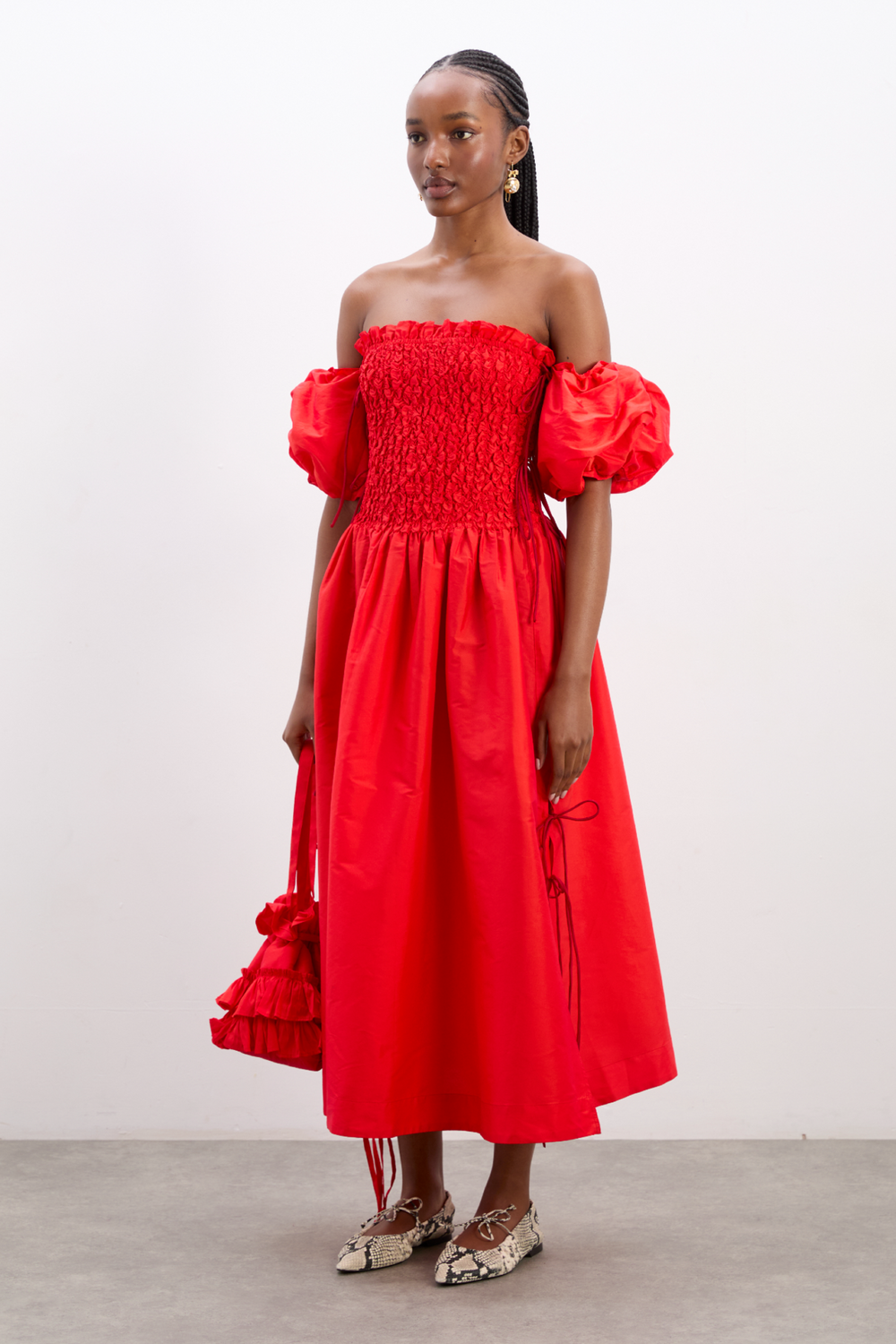 midi red cocktail dress with sleeves red cocktail dress with sleeves Crimson Cherry Midi Dress Teuta Matoshi