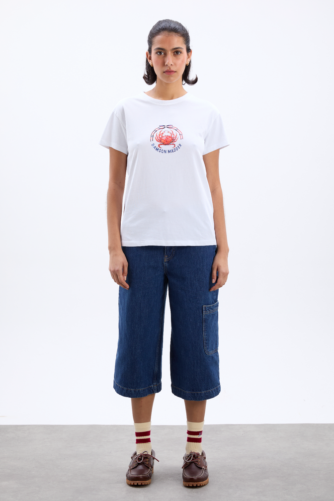 Crabby Bow Shrunken Tee- White