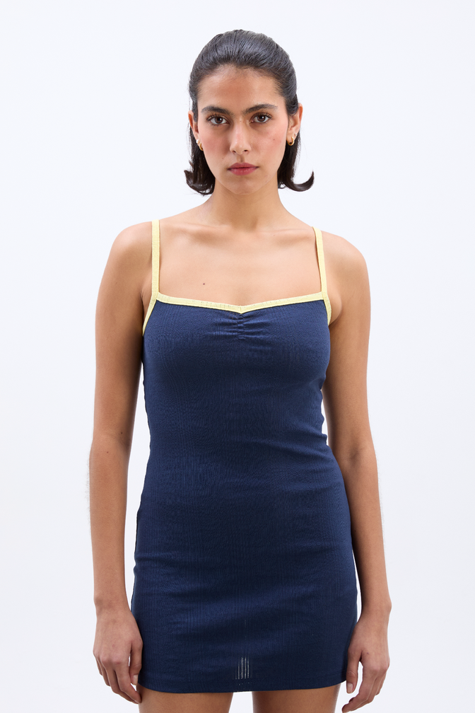Demi Pointelle Cami Dress - Navy