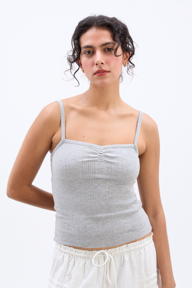 dove pointelle strappy cami - grey