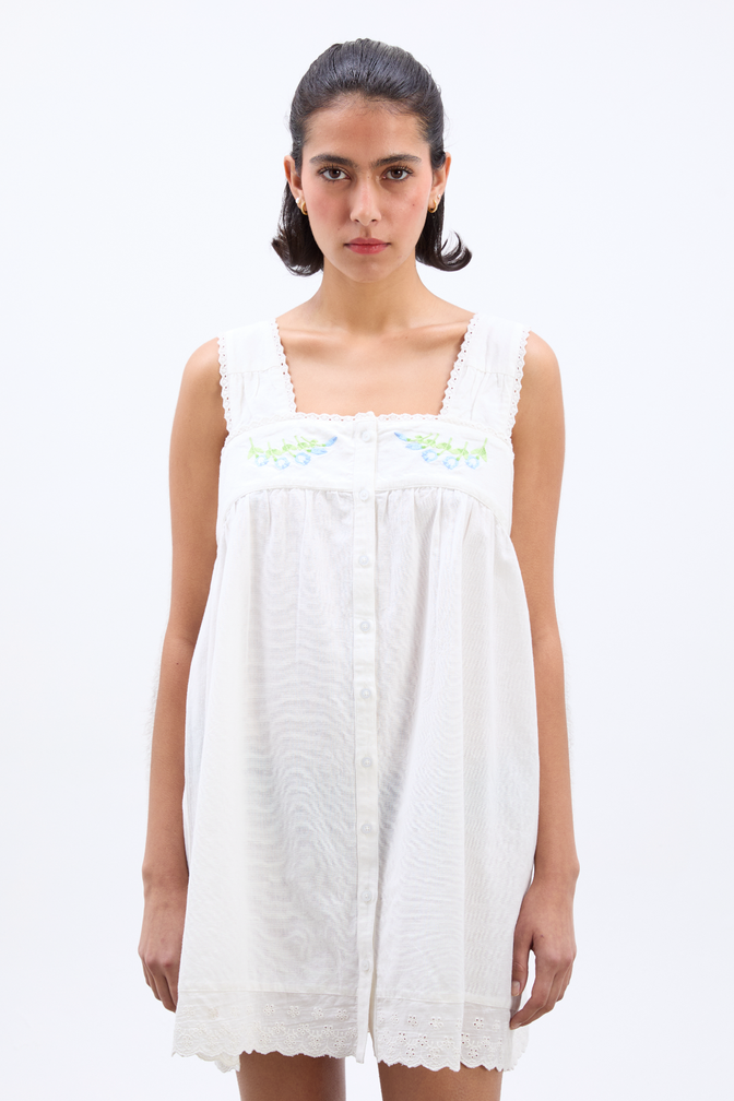 elspeth embroidered nightdress - white