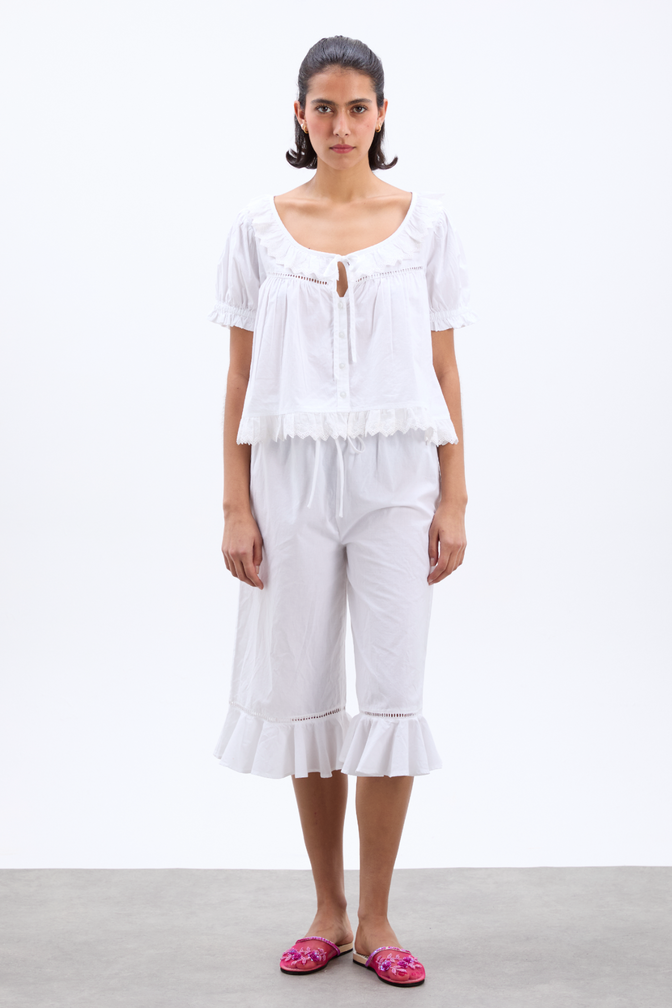 harling broderie blouse - white