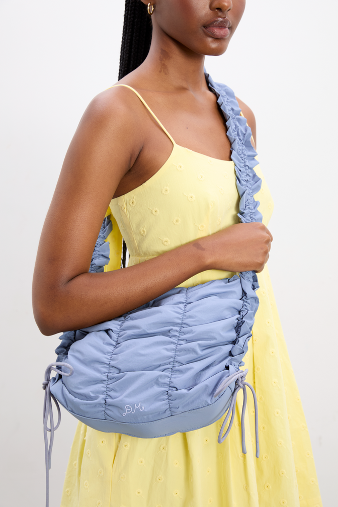 ruched tie bag - blue