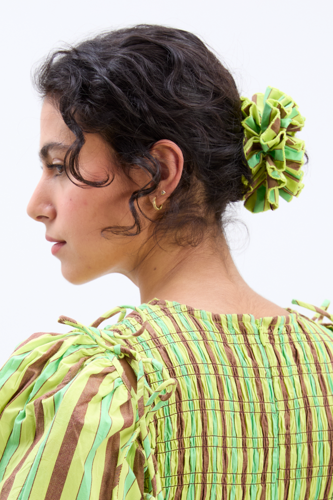 Garter Scrunchie In Tropical Stripe