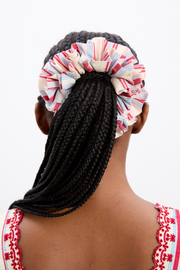 Garter Scrunchie In Cherry Business Stripe